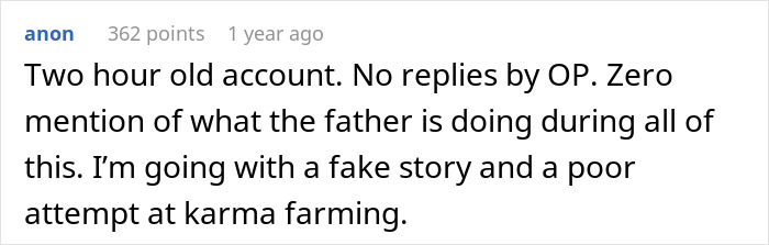 Screenshot of an online comment discussing a story about a teen's hostility towards stepmom at dad&rsquo;s birthday party.