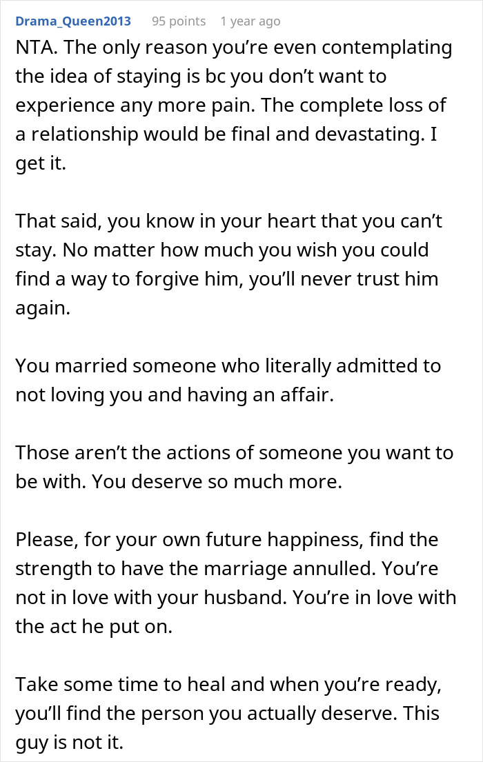 Comment discussing a couple split at altar after bride overhears groom’s unexpected revelations, offering support and advice. Comment discussing a couple split at altar after bride overhears groom’s unexpected revelations, offering support and advice.