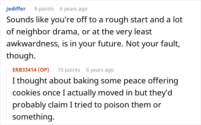 Reddit conversation showing neighbors discussing issues and awkwardness related to karen petty fence revenge and neighbor drama.