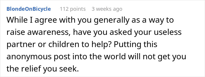 Screenshot of an online comment discussing feminism and the unequal labor moms face during the holidays.