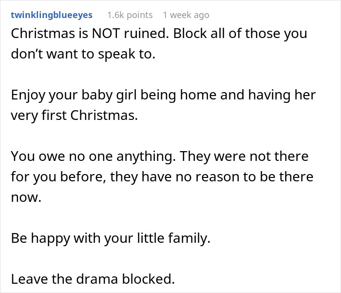 ALT text: Supportive message for 23YO new mom hiding from religious family after keeping baby secret and facing backlash.