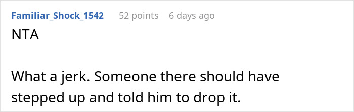 Screenshot of an online comment criticizing uncle&rsquo;s jokes causing a guy to leave Christmas dinner.