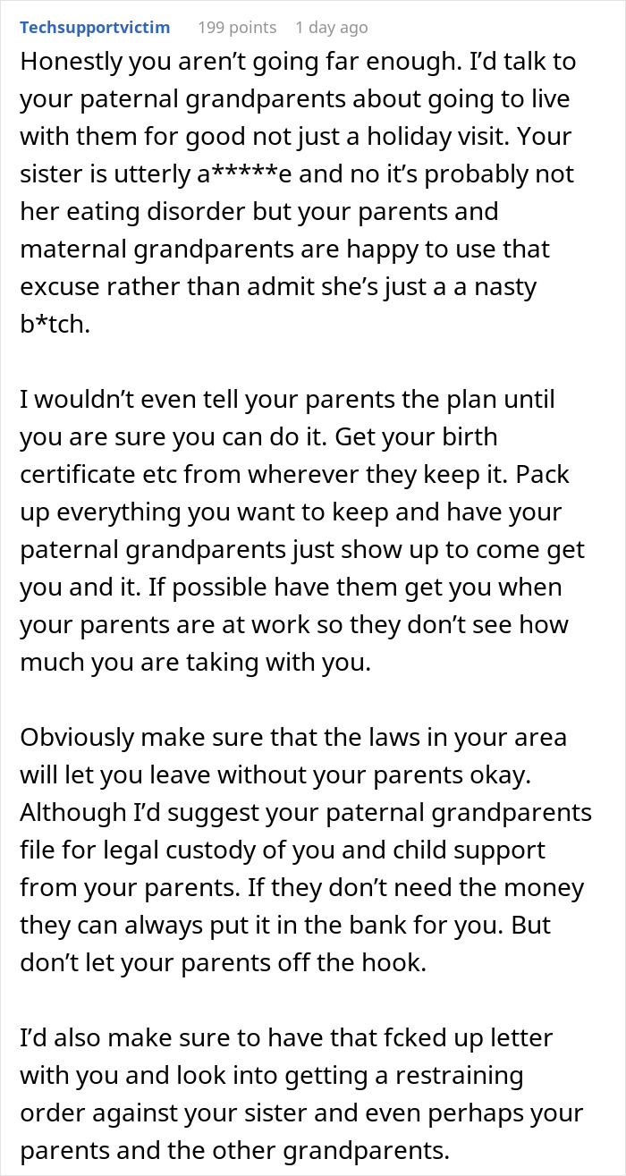 Online advice discussing a woman threatening her sister&rsquo;s life and parents wanting them to reunite for Christmas.