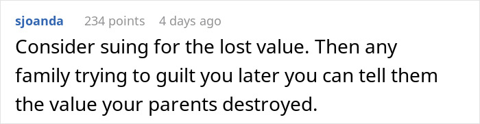Comment about man cutting off parents after their revenge on his small wedding plans, addressing family guilt and value loss. Comment about man cutting off parents after their revenge on his small wedding plans, addressing family guilt and value loss.