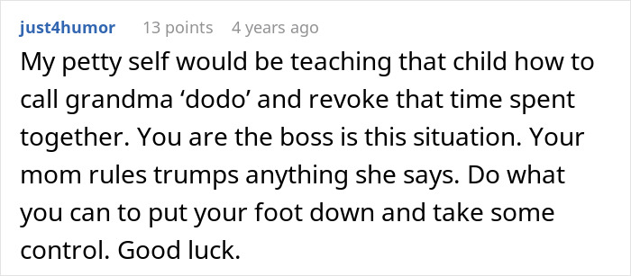 Comment about teaching toddler by a mama, discussing how to take control and set boundaries in motherhood.