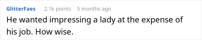 Comment about boss making employee hire his crush, highlighting how it backfired and caused job issues. Comment about boss making employee hire his crush, highlighting how it backfired and caused job issues.