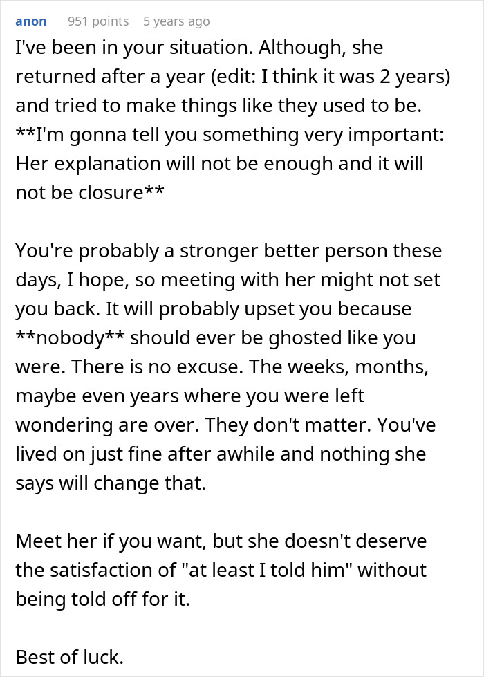 Alt text: Man left without closure after fiancé disappears, reflecting on being ghosted and emotional impact over 16 years.