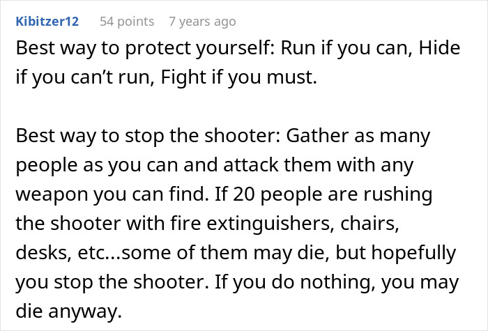 Comment with mass shooting survival tips on how to protect yourself and stop the shooter in an emergency situation. Comment with mass shooting survival tips on how to protect yourself and stop the shooter in an emergency situation.