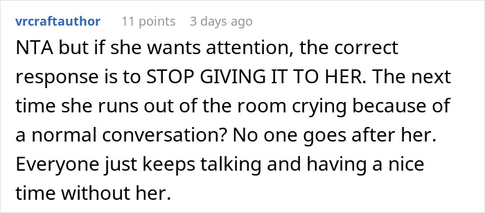 Screenshot of a Reddit comment discussing family intervention and attention issues related to obsession with a brother.