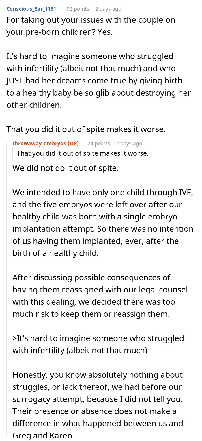 Couple discussing decision to destroy embryos after friend’s true colors revealed in a tense online conversation. Couple discussing decision to destroy embryos after friend’s true colors revealed in a tense online conversation.