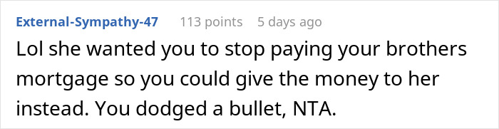 Comment on online forum discussing groom ending relationship over fiancé’s $35k wedding debt demand and clashing values. Comment on online forum discussing groom ending relationship over fiancé’s $35k wedding debt demand and clashing values.