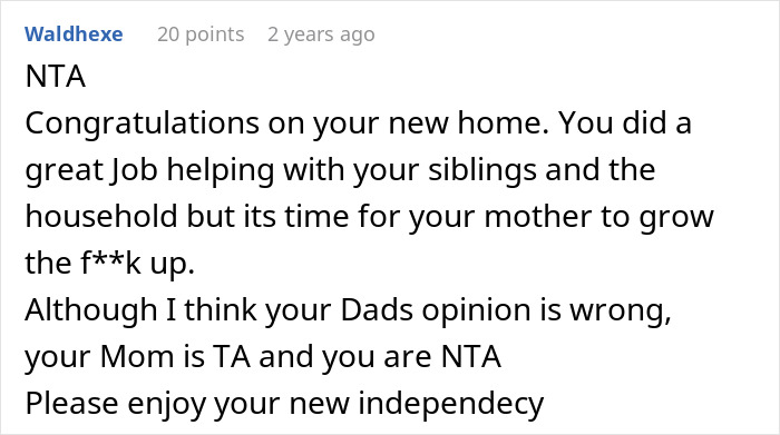 Comment on family conflict as a 23-year-old moves out, leaving mom with no childcare options and facing sibling pressure.