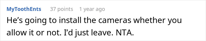 Online comment about installing home CCTV due to wife&rsquo;s unexplained scratches and husband&rsquo;s trust issues.