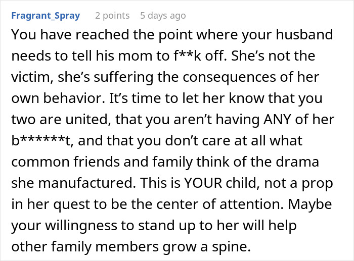 Comment discussing a mother-in-law refusing to accept a daughter-in-law’s premature birth and family conflict. Comment discussing a mother-in-law refusing to accept a daughter-in-law’s premature birth and family conflict.