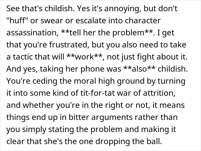 Text excerpt discussing phone dependence causing arguments and emphasizing communication to address the problem effectively.