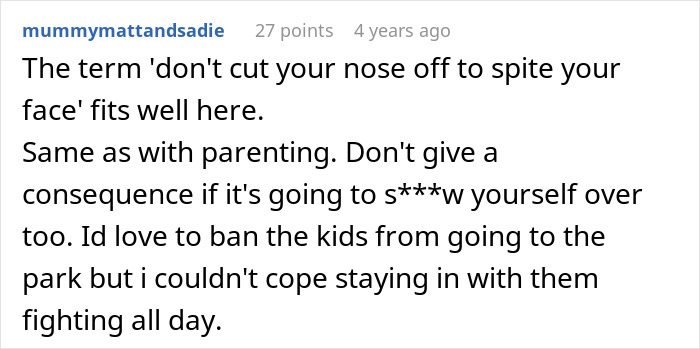 Comment about consequences and parenting reflecting a manager forcing coffee shop worker to follow rules, backfiring spectacularly.