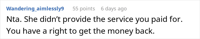 Screenshot of a Reddit comment criticizing a makeup artist who pretended to be sick on a woman&rsquo;s wedding day.