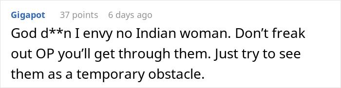 Comment text expressing empathy and encouragement to someone feeling held hostage at their parents' place, advising to see them as a temporary obstacle.