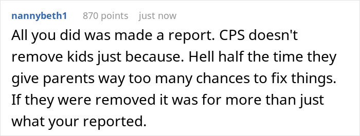Comment discussing the guilt and concerns after calling CPS about a coworker’s 9-year-old child.