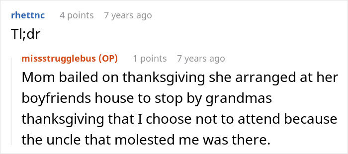 Text conversation showing a woman feeling like she ruined Thanksgiving after an argument with family over leaving dinner early. Text conversation showing a woman feeling like she ruined Thanksgiving after an argument with family over leaving dinner early.