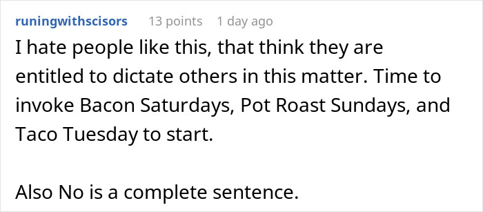 Commenter expressing frustration over roommate&rsquo;s strict vegan kitchen rules and refusal to comply, causing conflict and being called selfish.