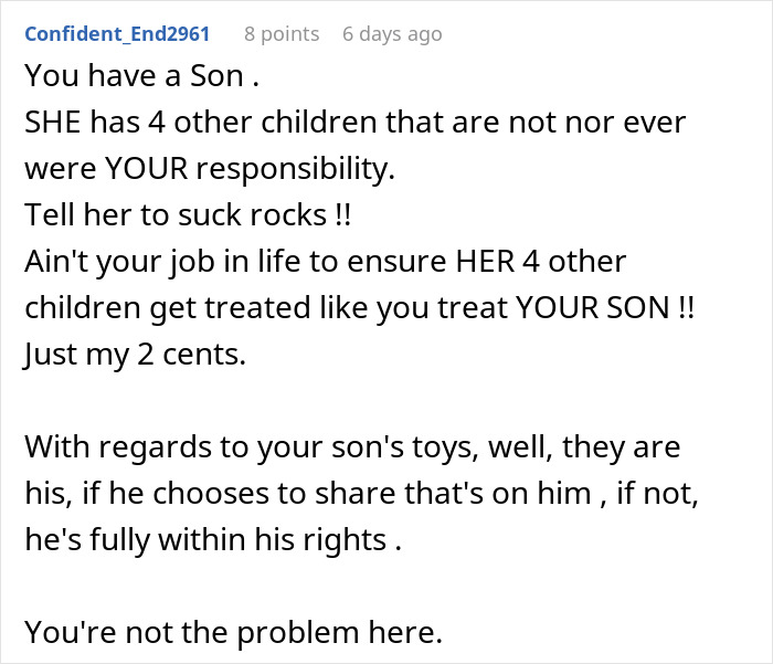 Comment text discussing a dad trying to protect his son's gift from his ex’s new family, drama ensues. Comment text discussing a dad trying to protect his son's gift from his ex’s new family, drama ensues.