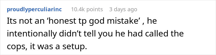 Screenshot of an online comment discussing a woman seeking advice after her boyfriend called police over her novel&rsquo;s contents.