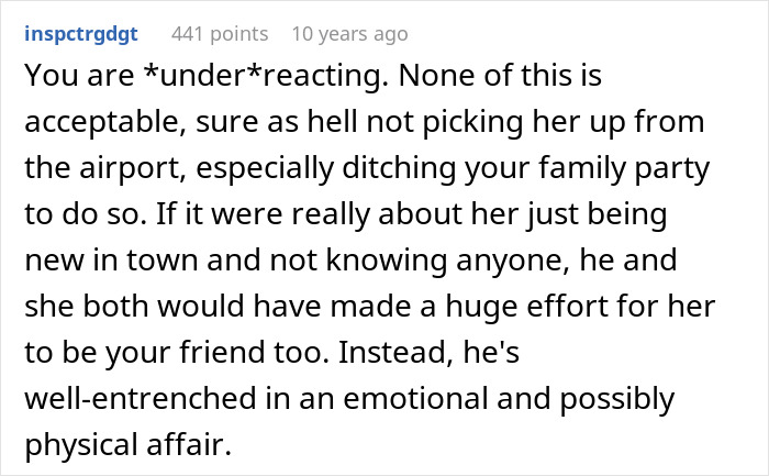 ALT text: Screenshot of a Reddit comment discussing emotional betrayal related to a man losing his girlfriend over a work crush being nice.