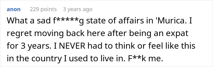 Screenshot of an online comment discussing regret and concerns, related to mass shooting survival tips awareness. Screenshot of an online comment discussing regret and concerns, related to mass shooting survival tips awareness.
