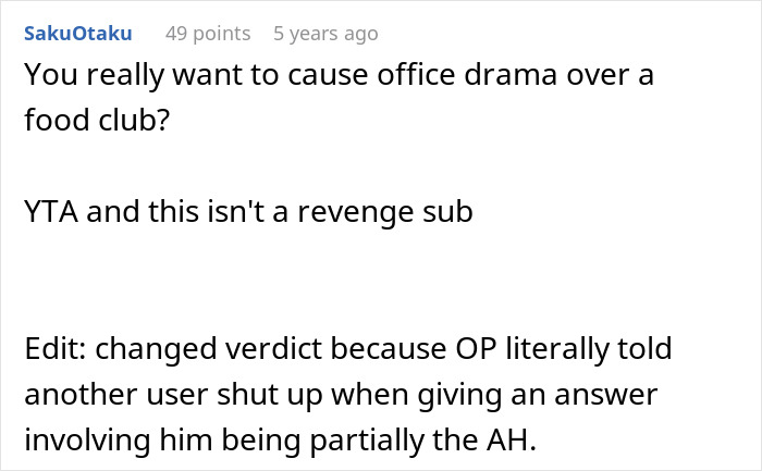Text post discussing office drama caused by employee pushing back against vegan-only club and starting a literal beef conflict.