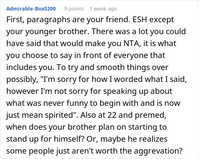 Woman clapping back at brother-in-law tearing down her brother during tense Thanksgiving family dinner.