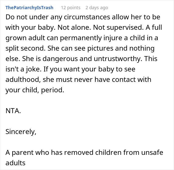 Comment warning about dangerous behavior from a woman hospitalized after family's intervention over obsession with brother.