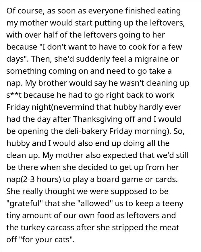 Text excerpt describing a couple hosting an expensive Thanksgiving dinner and planning to enjoy leftovers only to find they’re gone. Text excerpt describing a couple hosting an expensive Thanksgiving dinner and planning to enjoy leftovers only to find they’re gone.
