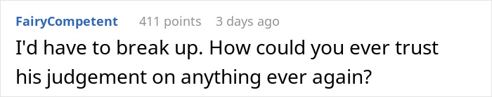 Screenshot of an online comment discussing a woman asking the internet for advice after her boyfriend calls police over her novel&rsquo;s content.