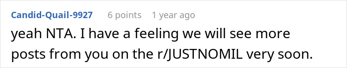 Screenshot of an online comment discussing a mother-in-law choosing a white dress for her son's wedding and the bride's reaction.