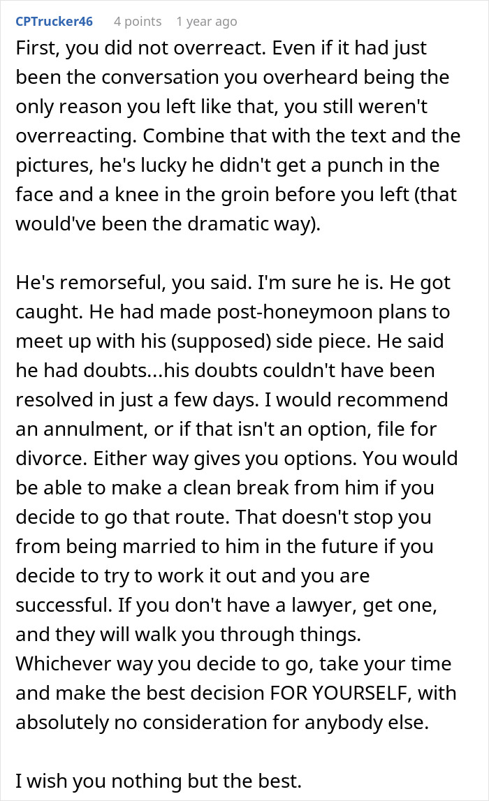Comment about couple split at altar after bride overhears groom's unexpected revelations, sharing advice and support for tough decisions. Comment about couple split at altar after bride overhears groom's unexpected revelations, sharing advice and support for tough decisions.