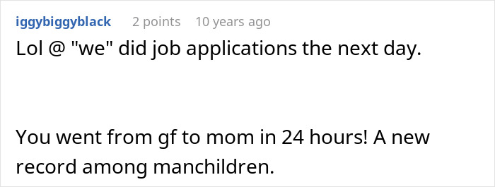 Screenshot of an online comment discussing a woman discovering her boyfriend built their relationship on lies.