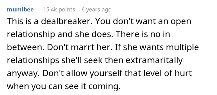 Comment about fianc&eacute;e&rsquo;s unexpected request causing a man to rethink marriage and consider dealbreaker in relationship.