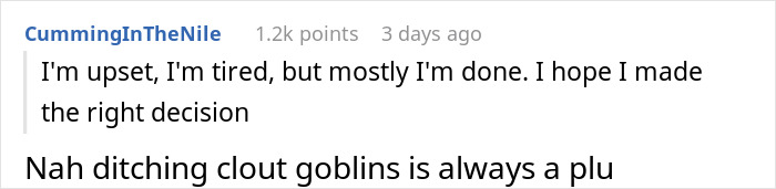 Screenshot of a Reddit comment expressing emotional exhaustion about ghostwriting for months after a relationship change.