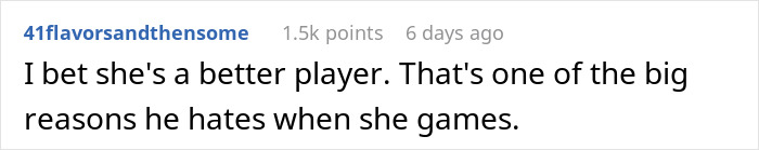 Screenshot of a social media comment discussing a guy mocking his girlfriend for playing video games to unwind not being ladylike.