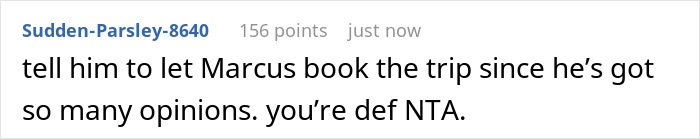 Text comment on a social media post discussing opinions about a girlfriend cancelling a fully paid Hawaii trip.