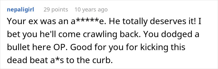 Comment from user nepaligirl discussing someone losing their girlfriend over a girl at work he has a crush on.