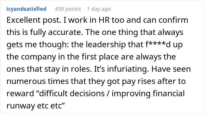 Screenshot of online comment discussing subtle red flags indicating job insecurity from an HR professional’s perspective. Screenshot of online comment discussing subtle red flags indicating job insecurity from an HR professional’s perspective.