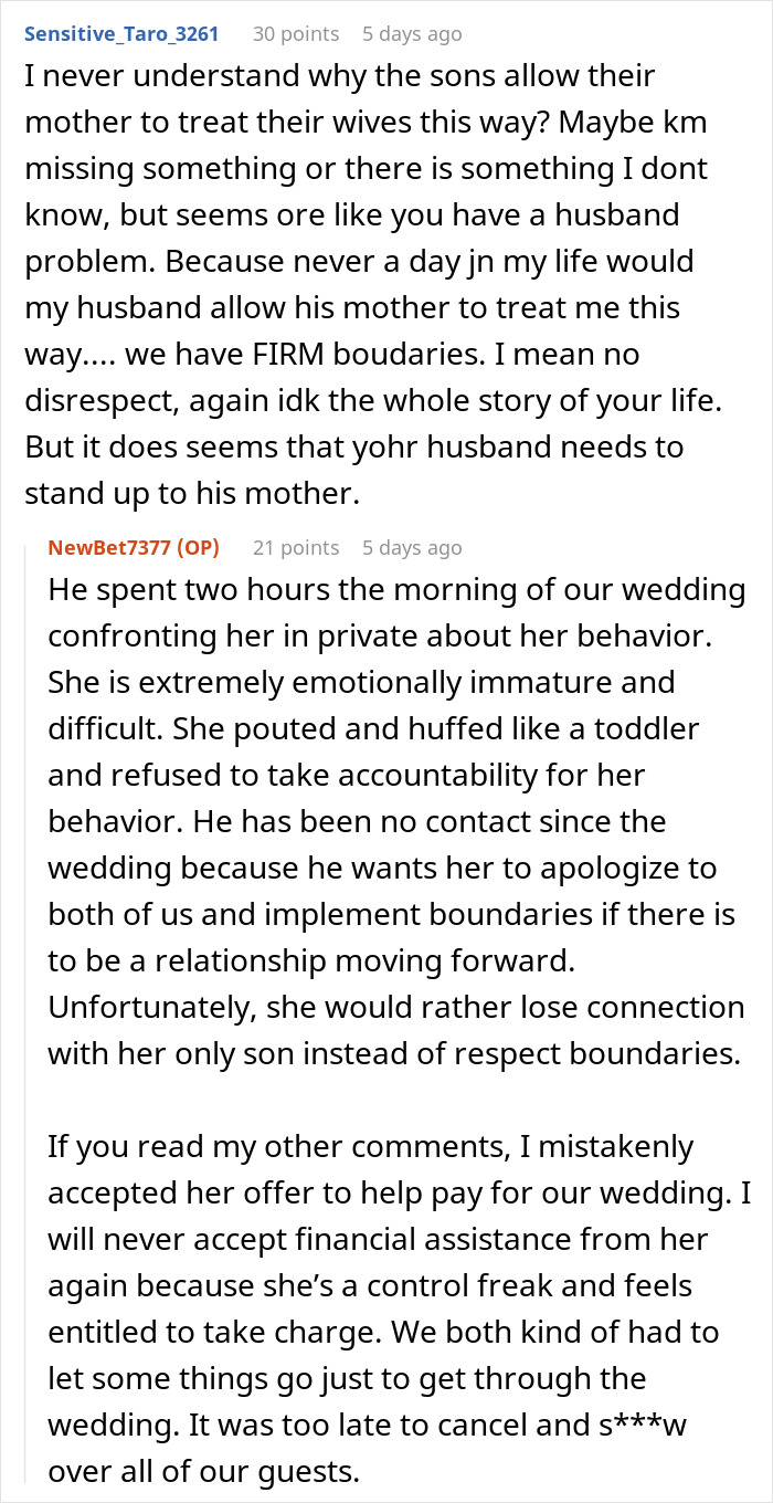 Text conversation about mil demands wedding venue changes stuck storm with emotional family conflict before the ceremony.