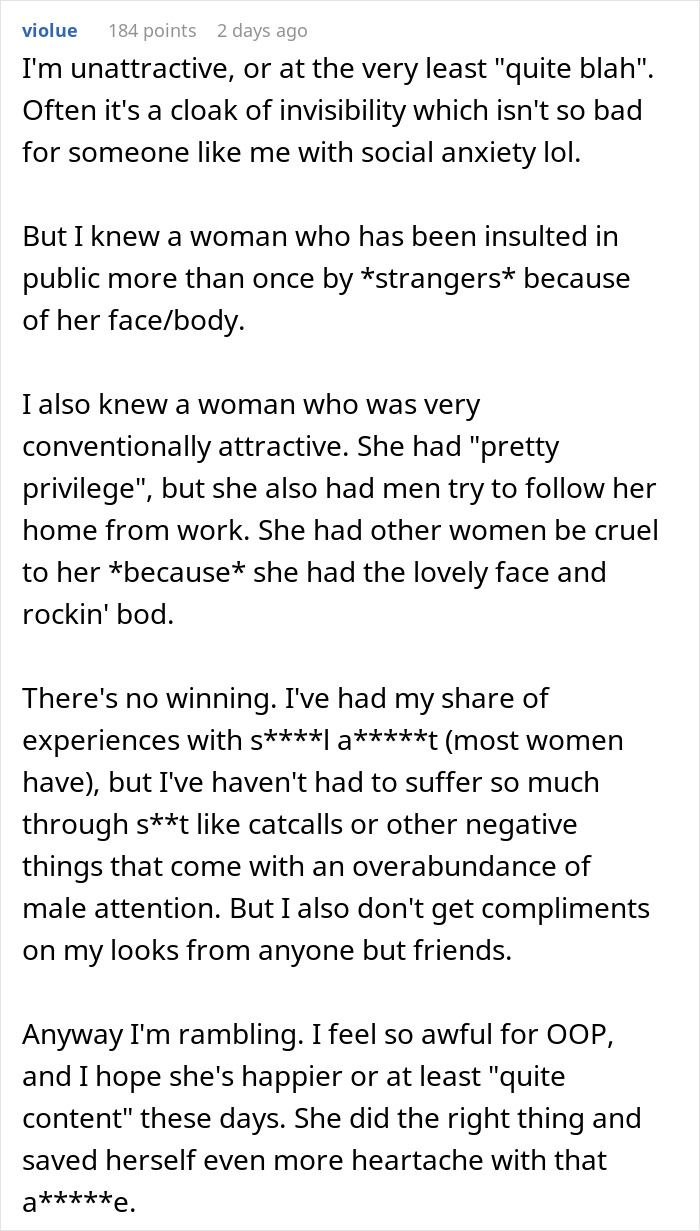 Alt text: Woman finds secret texts of fianc&eacute; complaining about her appearance and feeling worried about wedding photos.