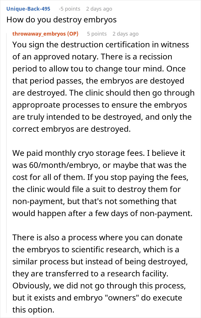 Couple deciding to destroy their embryos after discovering troubling behavior from a close friend. Couple deciding to destroy their embryos after discovering troubling behavior from a close friend.