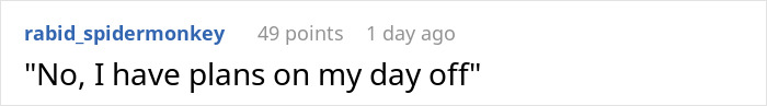 Screenshot of a forum comment showing a user stating she thinks she&rsquo;s entitled to a day off on Christmas because of kids.