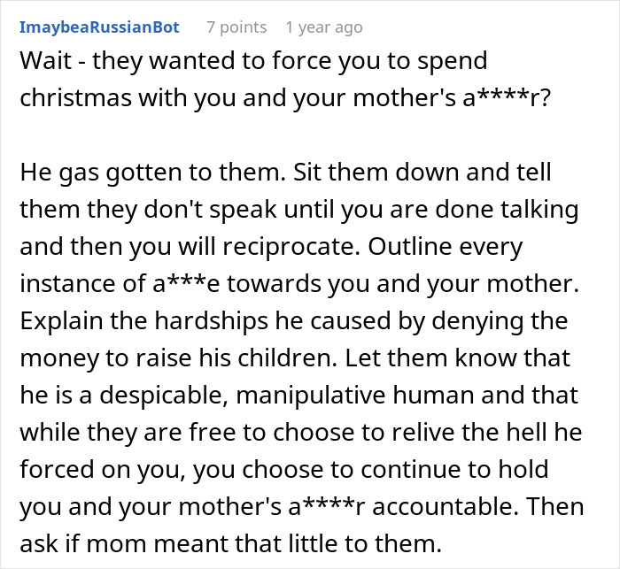 Comment discussing a guy kicking siblings out after they reveal the surprise they planned, highlighting family conflict.