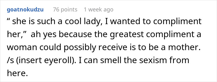 User expressing discomfort as coworker insists on calling her work mom, sensing underlying sexism in the comment.