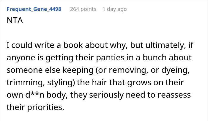Reddit user comments on guests feeling uncomfortable over bride and groom taking woman's hairy armpits as insult.